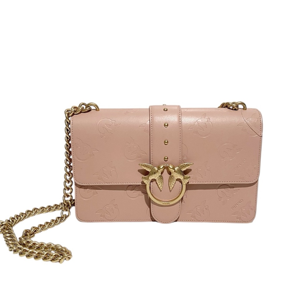 Pinko Love Classic Blush Pink Chain Crossbody Bag Purse